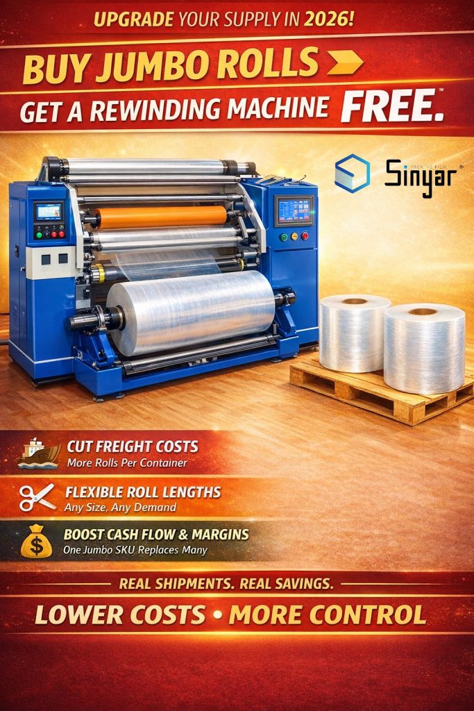 Jumbo roll stretch film + Rewinding Model