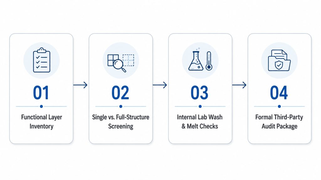 R&D roadmap for flexible PE film recyclability screening prior to formal RecyClass submission